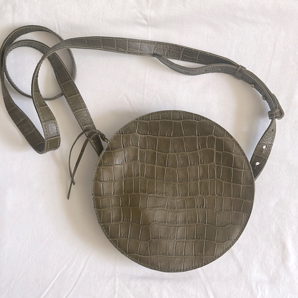 Madewell 100% leather dark green circle crossbody bag